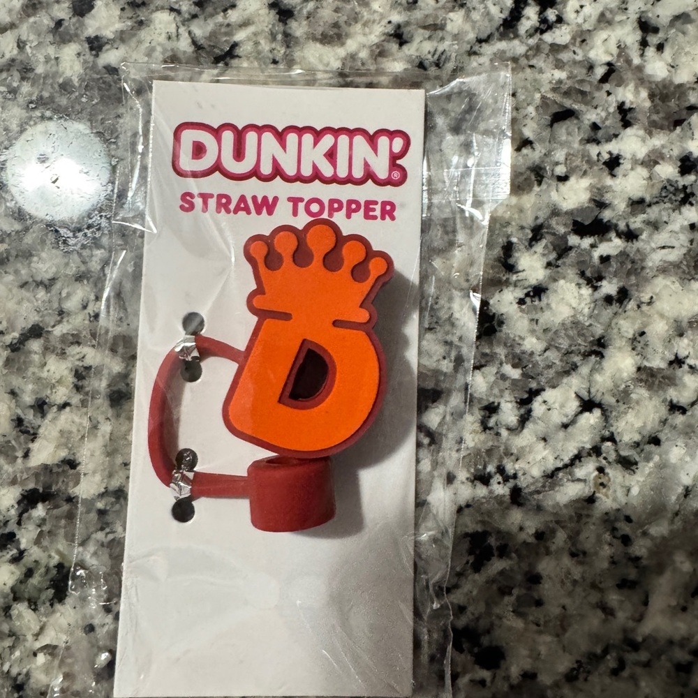 Dunkin' Orange and Pink Straw Topper
